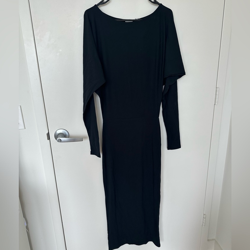 Aritzia Black Jersey Midi Dress